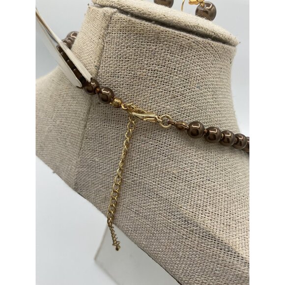 Allegro Brown Beaded Necklace & Earrings Set Lead & Nickel Free - Picture 3 of 5